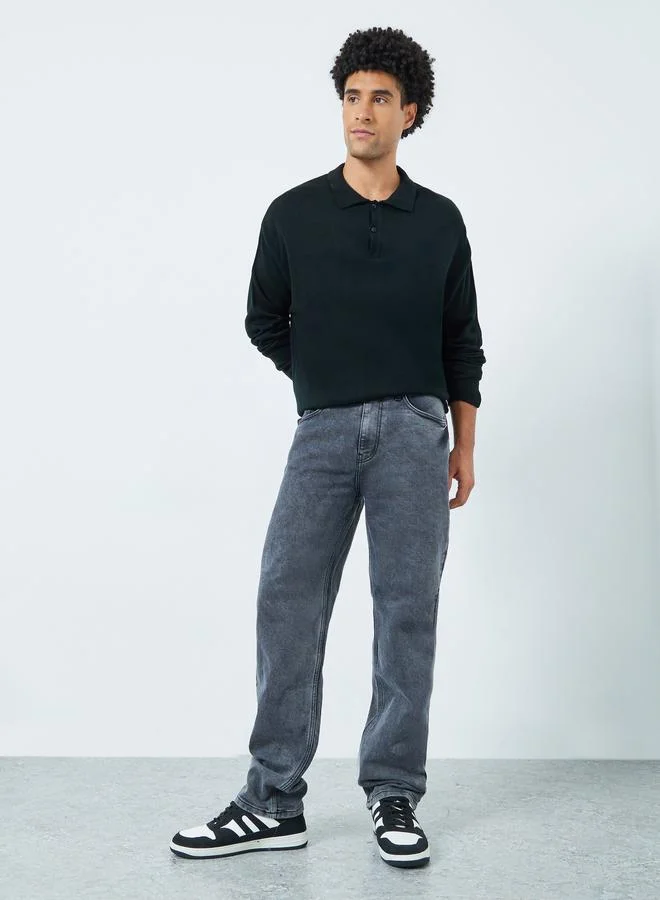 Men Washed Relaxed Fit Mid Rise Jeans